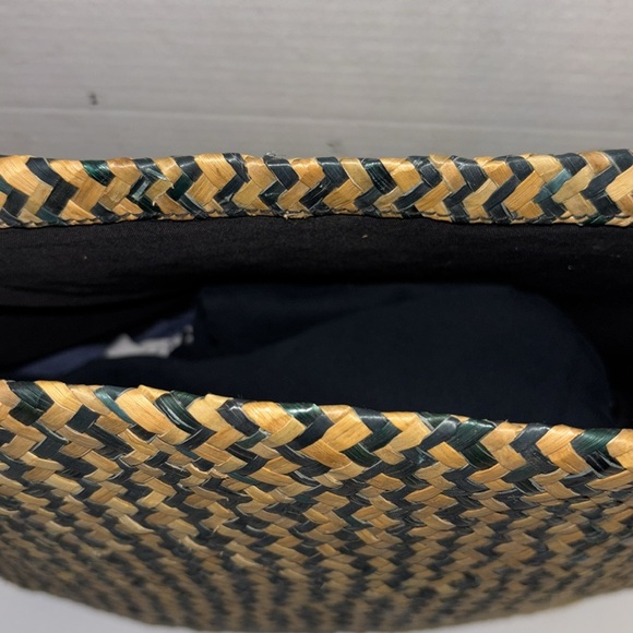 LAUREN RALPH LAUREN BLACK AND TAN WOVEN TOTE BAG MINI TOTE ATTACHED PRELOVED - Picture 7 of 16